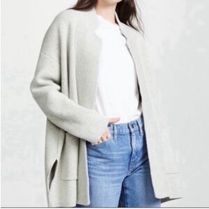 Madewell Spencer Sweater Coat Cardigan Merino Wool Gray Open Front Long Line S